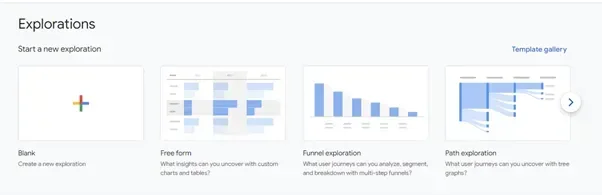 Screenshot of the exploration options available